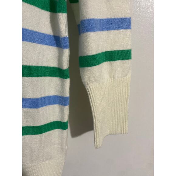 Loft oversized sweater women’s size XS cream blue green stripes soft cozy - Picture 5 of 5